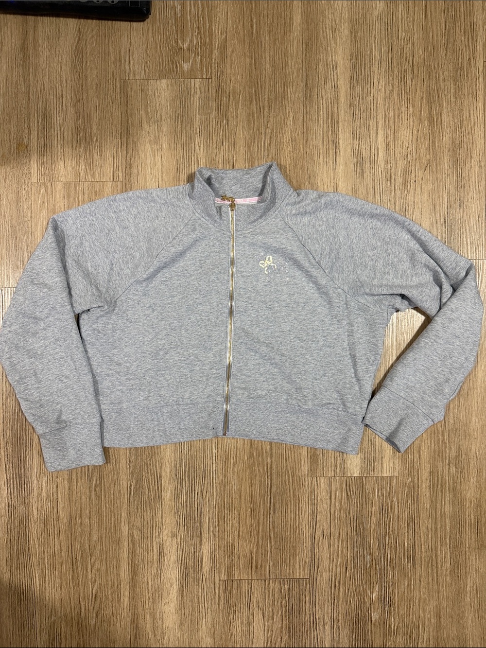 Love Shack fancy Pink Women's Grey Zip-Up Cropped Jacket XXL